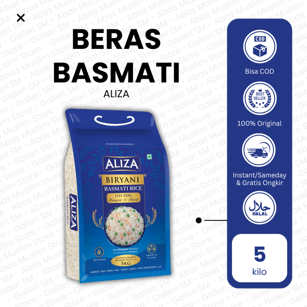 

Beras Basmati 5 kg Premium Aliza Basmati Rice 5kg Biryani Asli 1121 XXXL Original
