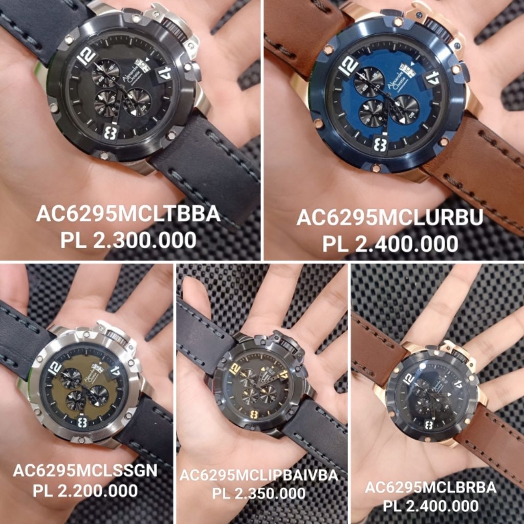 Jam Pria Alexandre Christie AC 6295 MC Leather Original