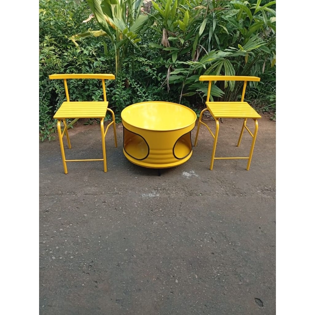 KURSI CAFE 1 SET DENGAN MEJA DRUM [READY]