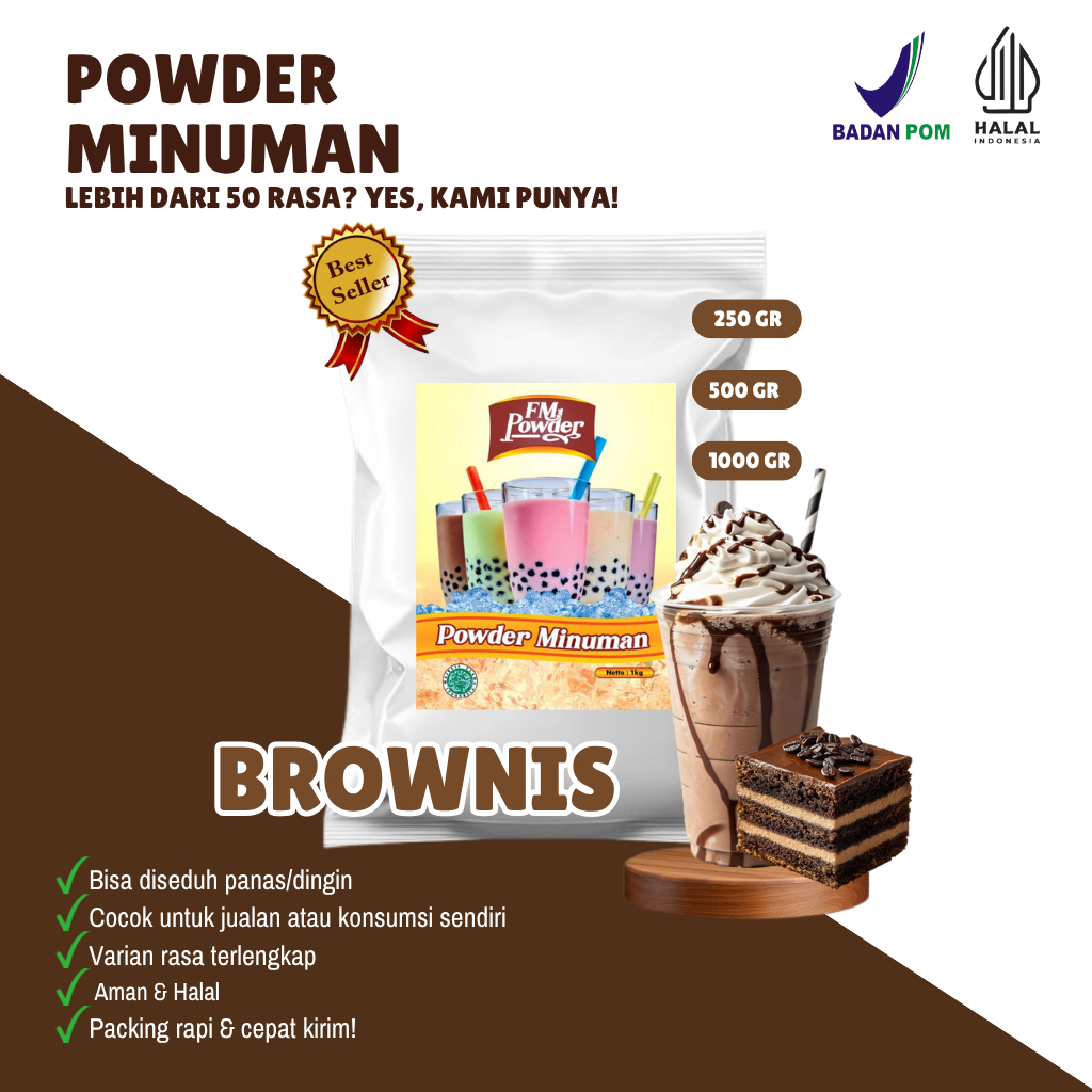 

COKLAT BROWNIS Fm Powder Drink - Bubuk Minuman Instan Varian Rasa Coklat Kemasan 500gr dan 1000gr(BPOM&HALAL) Minuman Praktis, Harga Hemat, Rasa Fantastis