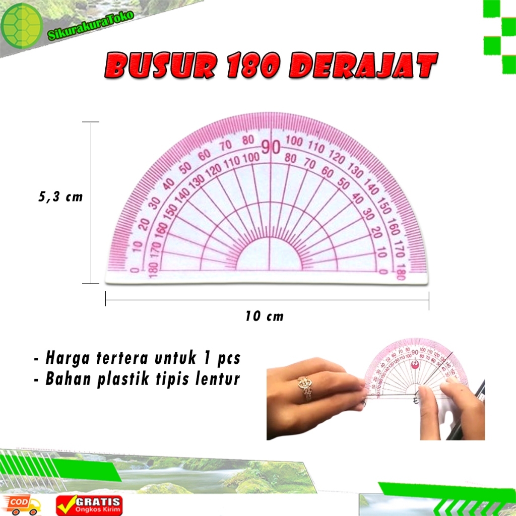 

(sko) Penggaris Busur Plastik 180 Derajat Tipis Lentur pengaris mistar ruler