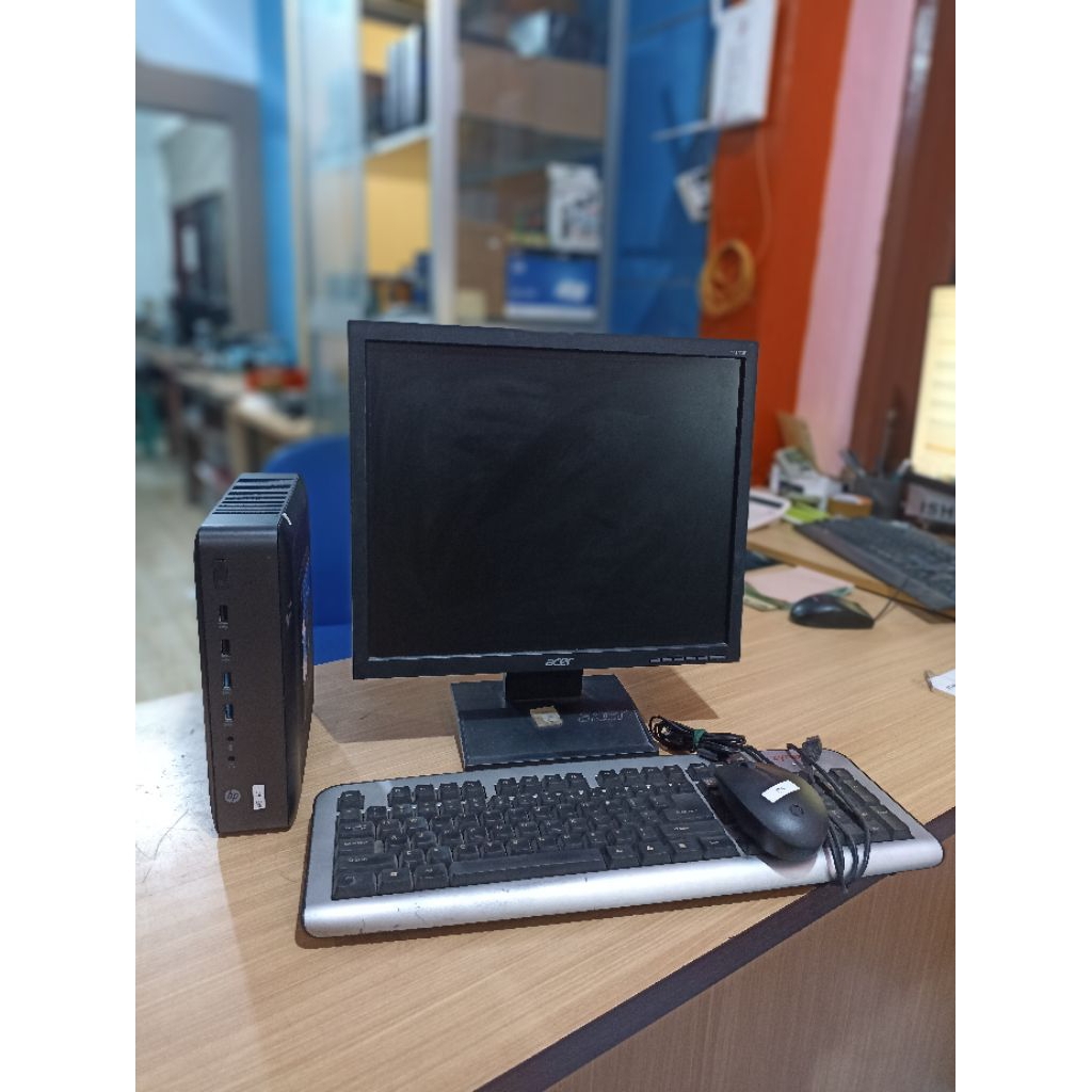 Komputer full set Murah Hp T620 plus Ram 4gb SSD m.2 128gb l Monitor 17" Square Siap Pakai Plus pack