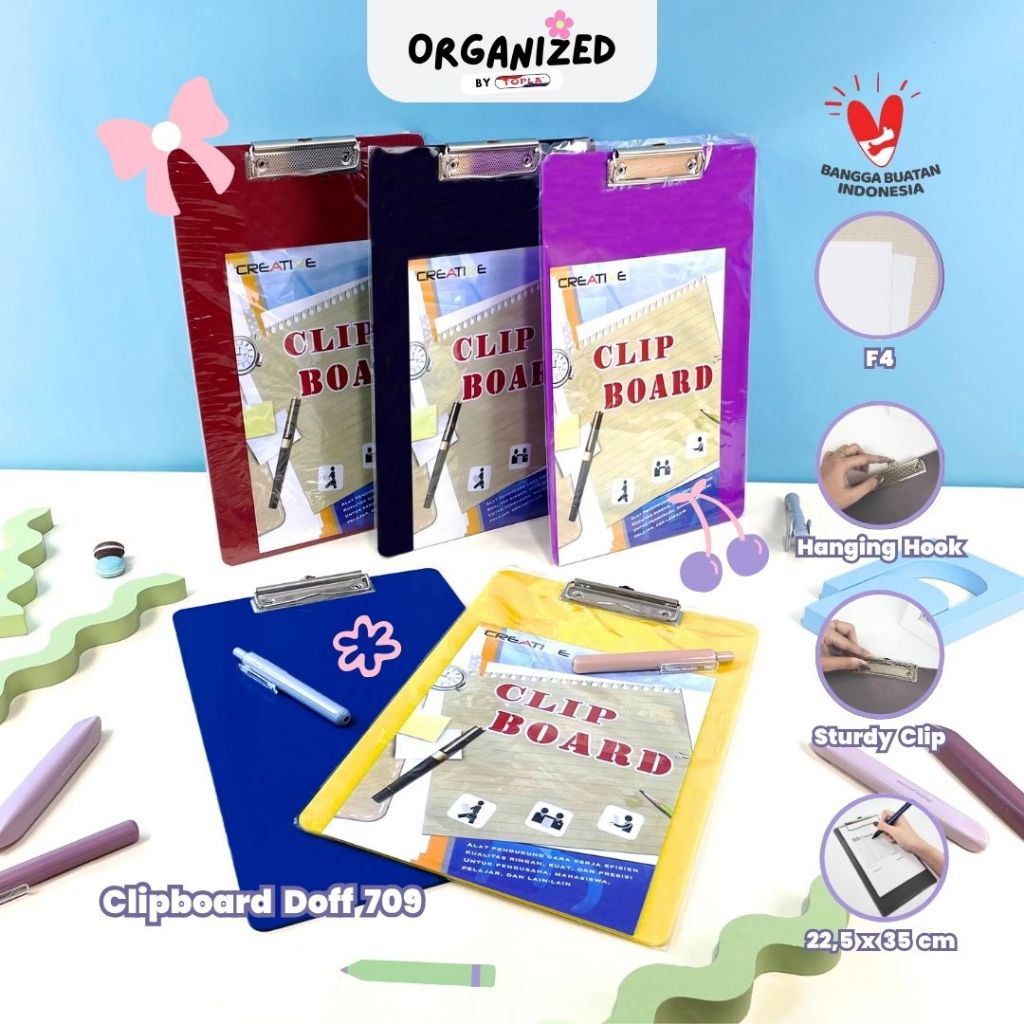 

Topla clipboard papan alas dada papan ujian ukuran folio model doff