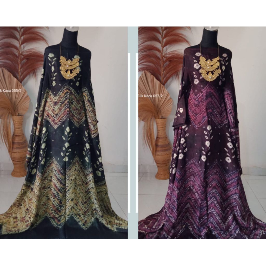 Bahan Kain Jumputan Palembang Premium 3 Meteran Dasar Silk Kaca Batik Jemputan Bunga Setangkai Coupl