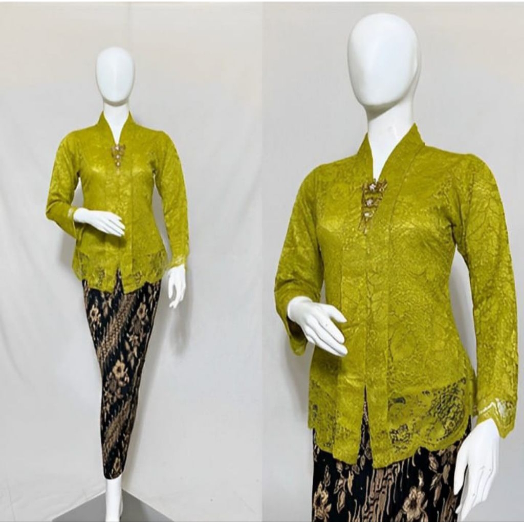 Setelan Kebaya Floy Brukat Lengan Panjang Ld 120 Jumbo XXXL Atasan Kebaya Floy Lengan panjang Kebaya