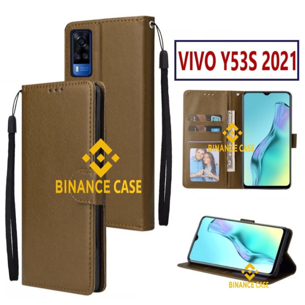 LEATHER FLIP CASE VIVO Y53S 2021 CASE KULIT FLIP WALLET LEATHER KULIT PREMIUM SARUNG BUKA TUTUP KESI
