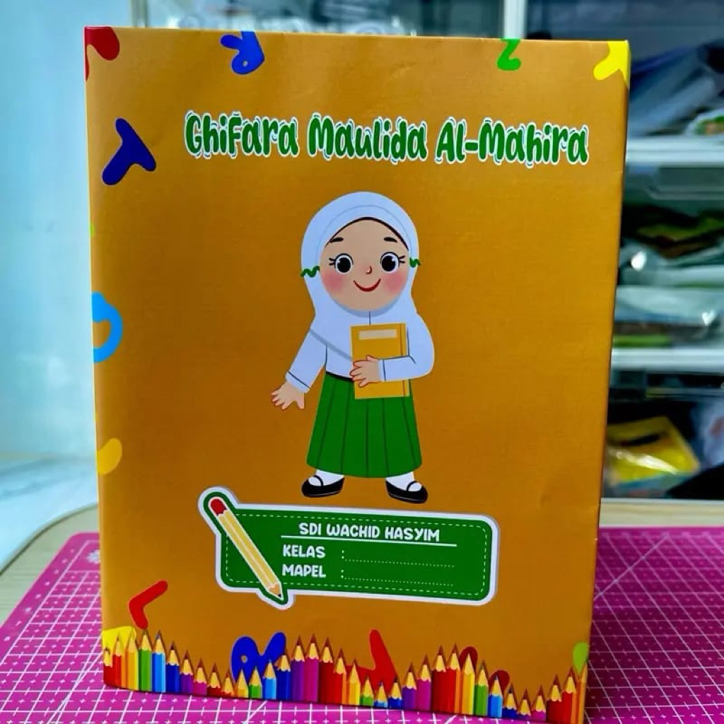 

10 LEMBAR SAMPUL COKLAT CUSTOM GAMBAR NAMA DAN SEKOLAH