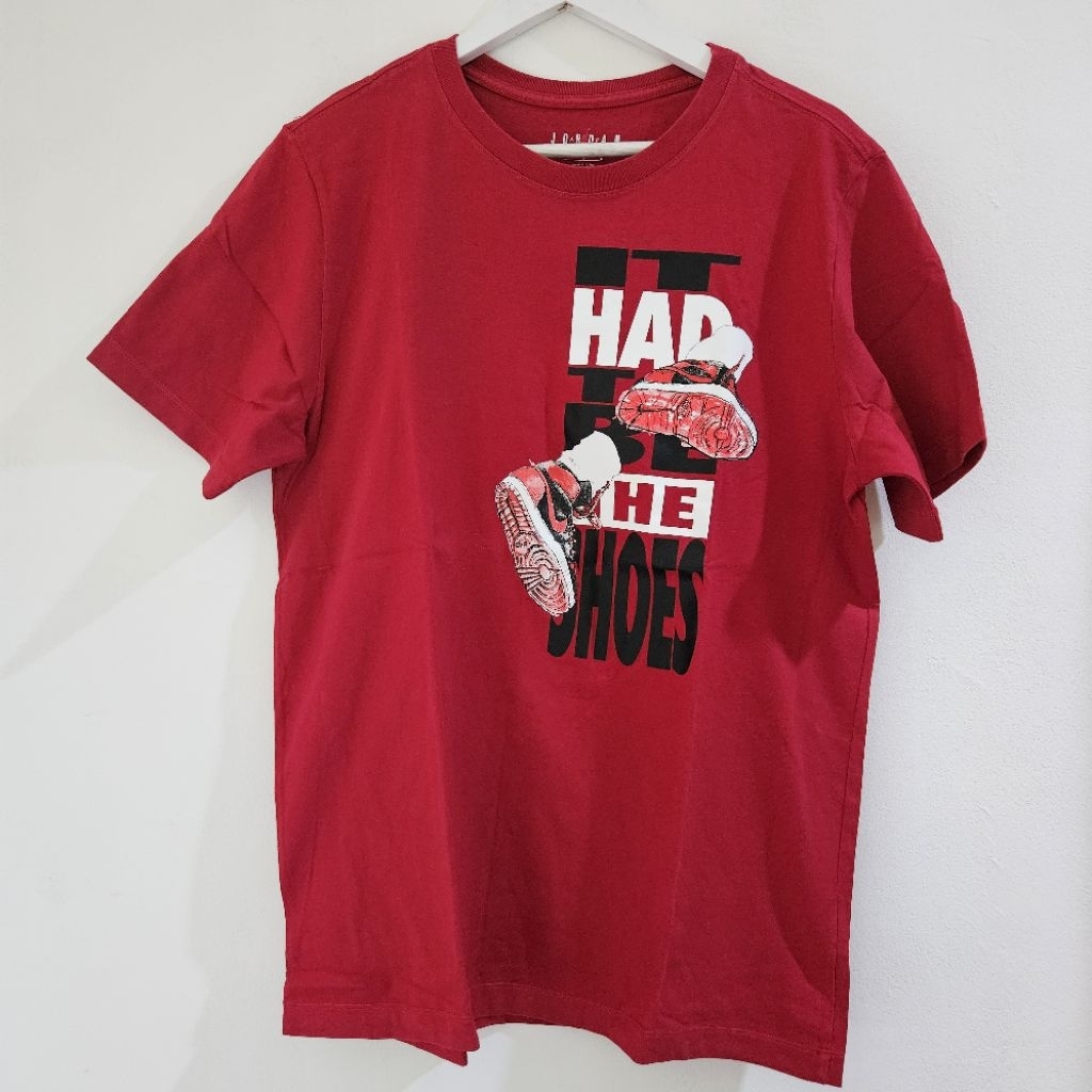 PRELOVED kaos tshirt pria AIR JORDAN tee red IT HAD TO BE THE SHOES 100% original size L