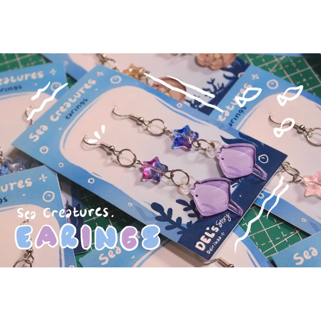 Earring anting sea creatures handmade