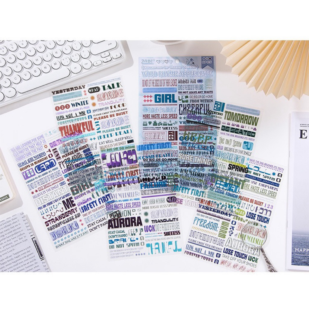 

Sticker Kata-Kata Estetik Warna Warni | Stiker PET Aesthetic Journal Scrapbook (PER LEMBAR)