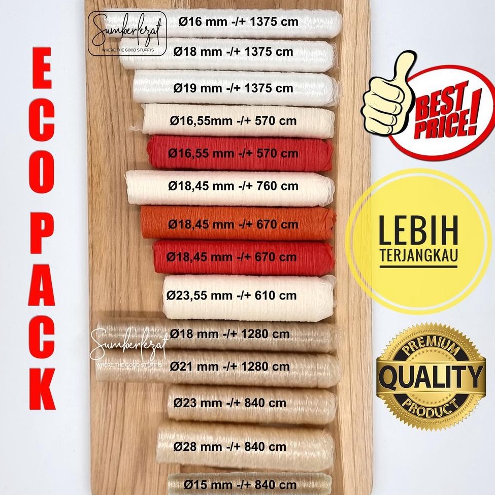 

Yang Terbaik TERMURAH ECO PACK Casing Kulit Selongsong Sosis Plastik Selulosa Kolagen Collagen Edible Halal Food Grade