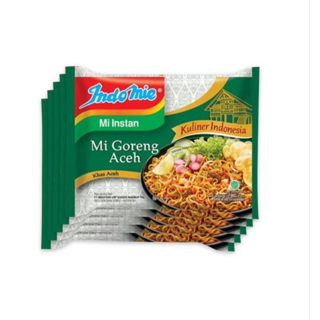 

Paket 5 Pcs - Indomie Mie Instan Goreng Rasa Mi Goreng Aceh isi 90 Gram