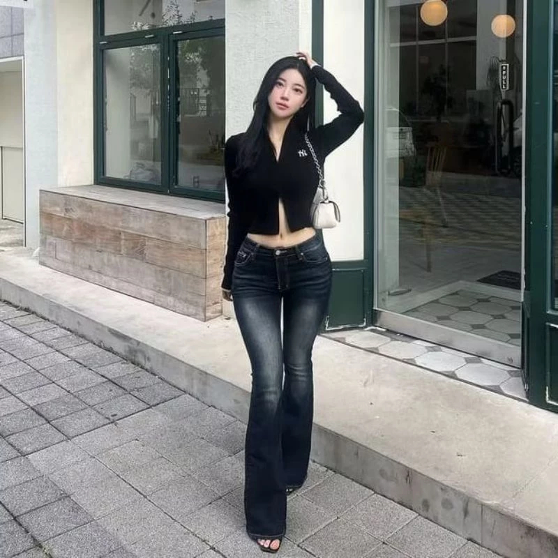 Highwaist Cutbray Jeans Retro Wanita-Celana Jeans Cutbray Wanita Model Retro Korea Terbaru