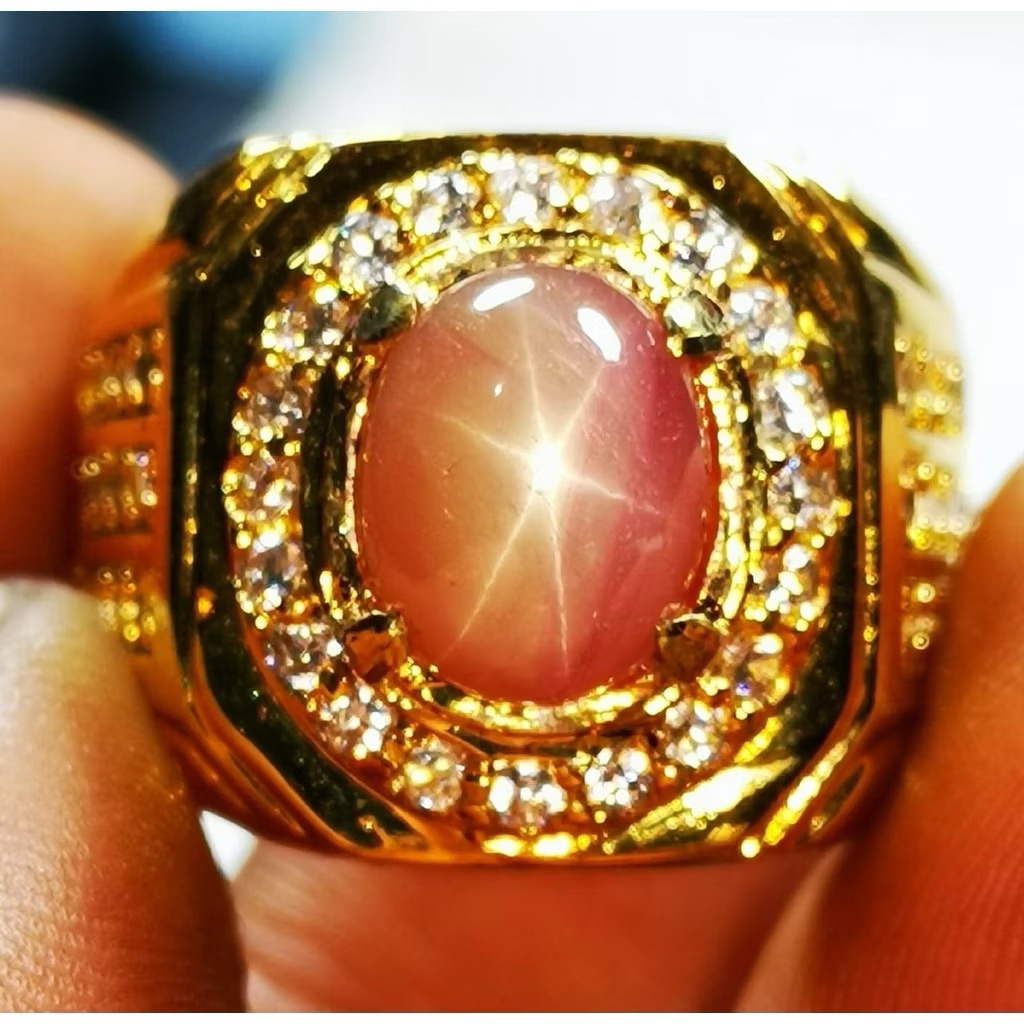 Cincin permata natural ruby star tanzania top high quality
