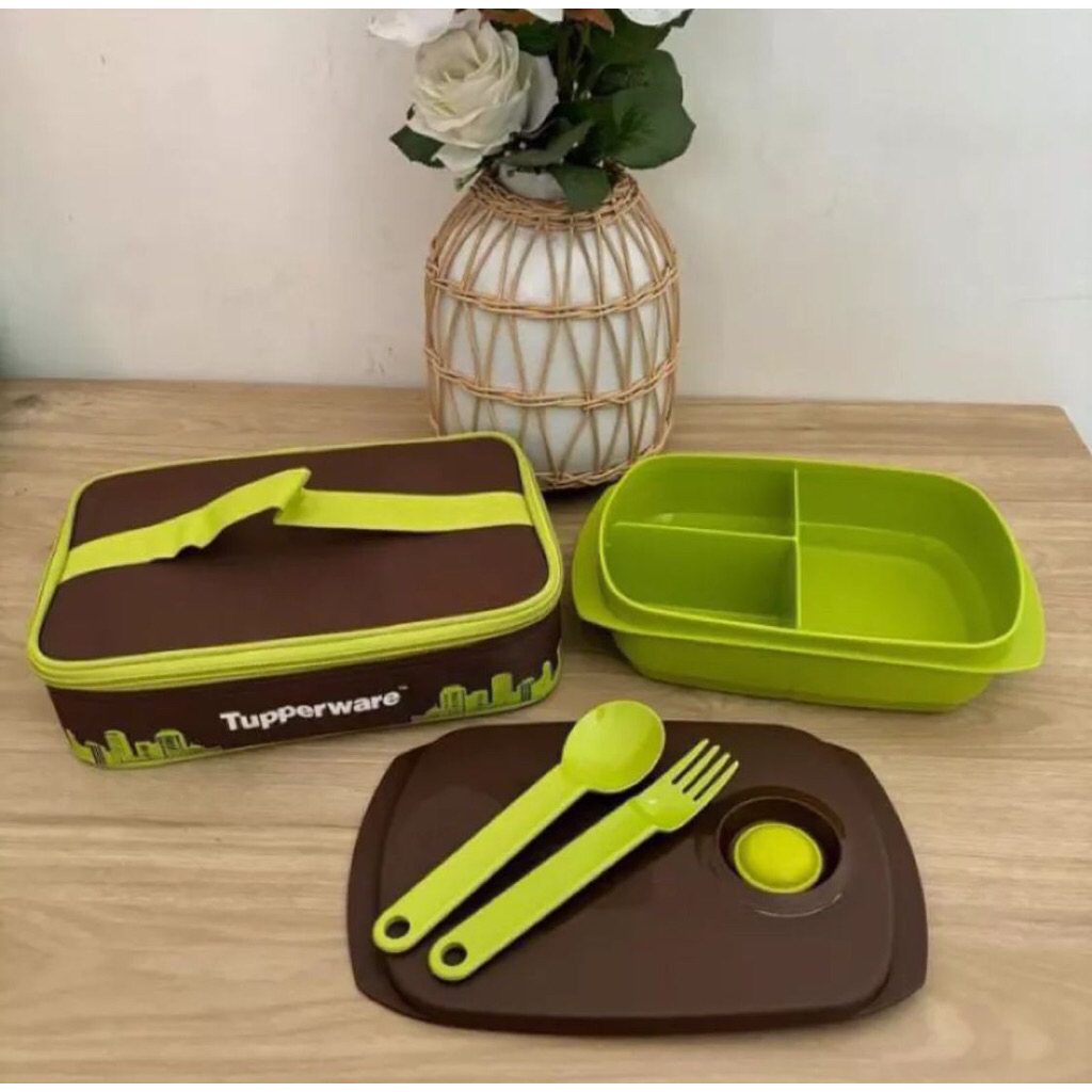 set byo tas tempat makan sedok garpu new tupperware