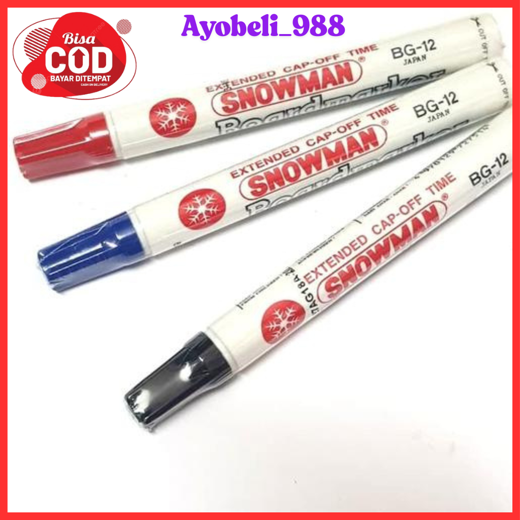 

【AYOBELI988】1 PCS Spidol Snowman Boardmarker Warna Hitam, Merah, Biru