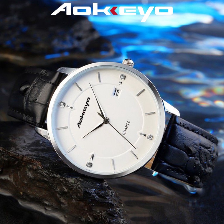 KODE T78O AOKEYO S79 Jam Tangan Pria Kulit Anti Air Original Analog Model Classic Tali PU Leather Ja