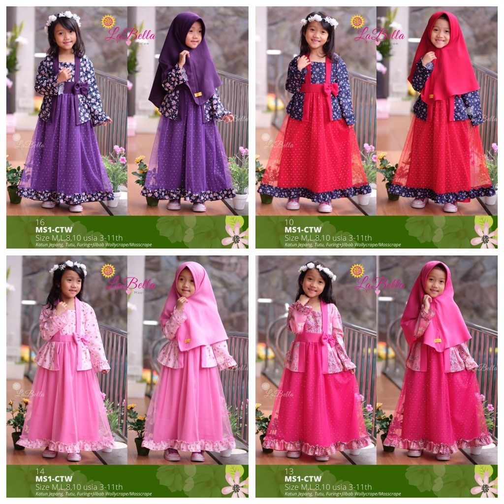 gamis tutu kebaya Labella dress cantik pesta butik busana muslim Samarinda gamis anak pesta tutu keb