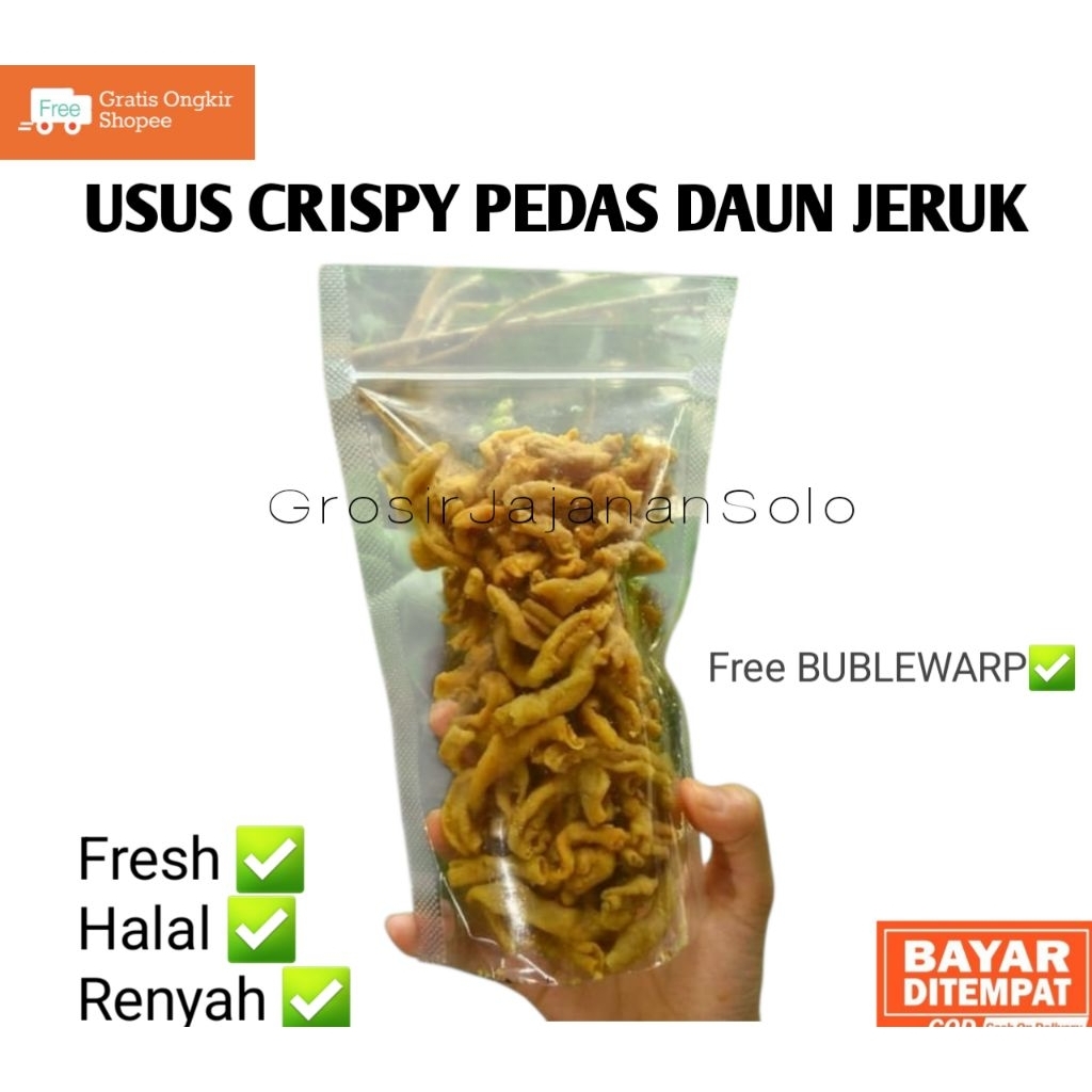 

Usus Crispy ± 100gr / USUS krispi Pedas Daun Jeruk & Original