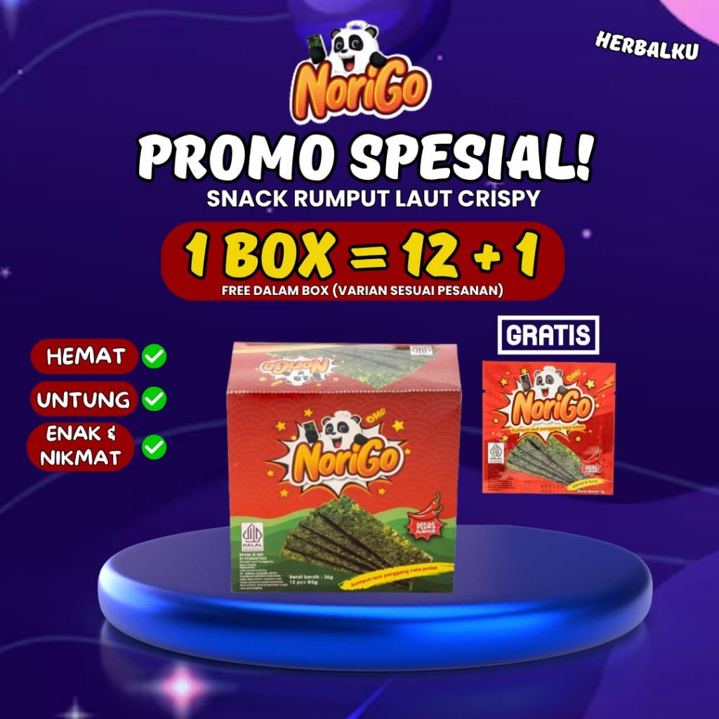

Norigo Snack Sachet Rumput Laut 1 box isi 12 pcs