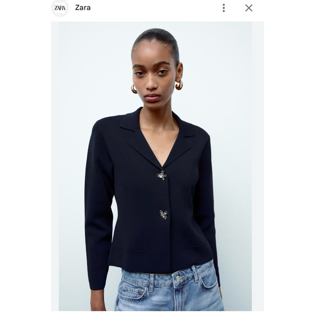 zara knit blazer with flower
