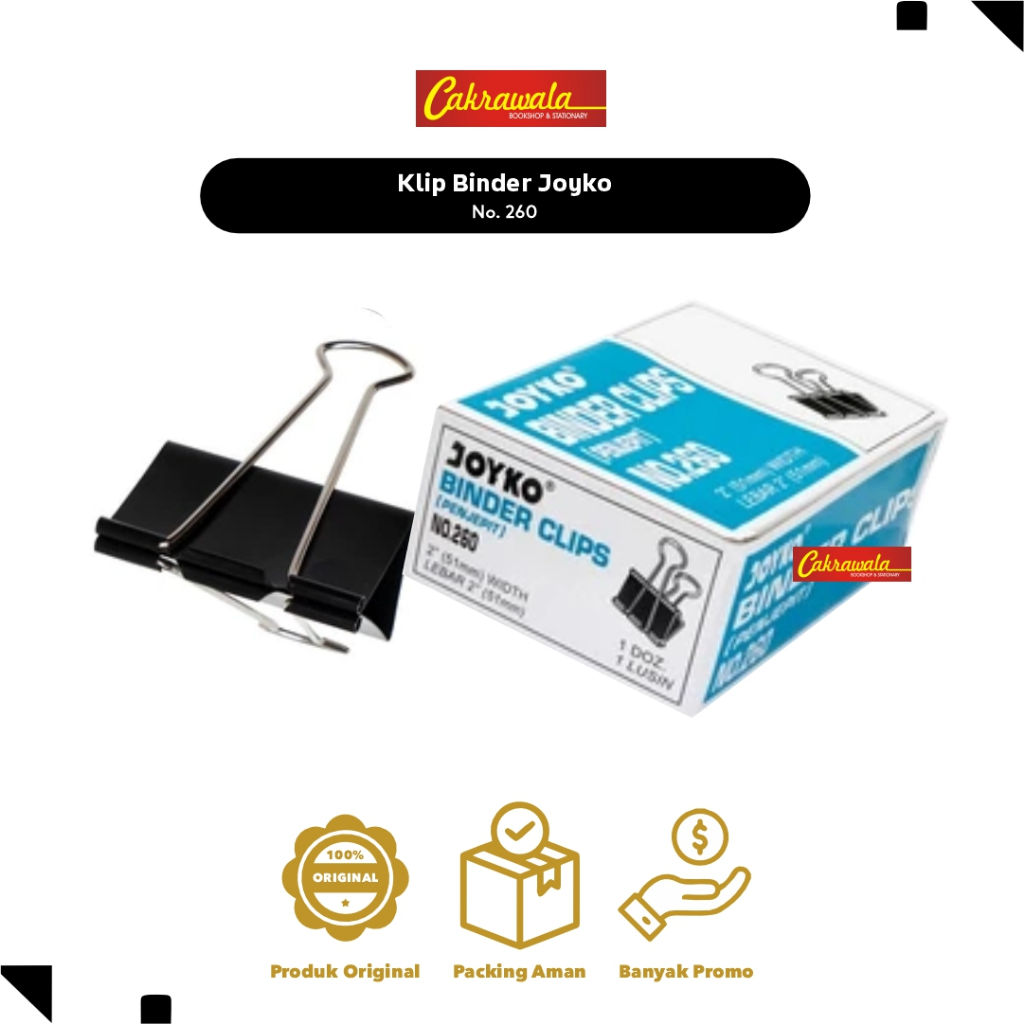 

Klip Binder Joyko No. 260 | Penjepit Kertas 2" (51mm) | Isi 12 Pcs | Kuat & Tahan Lama