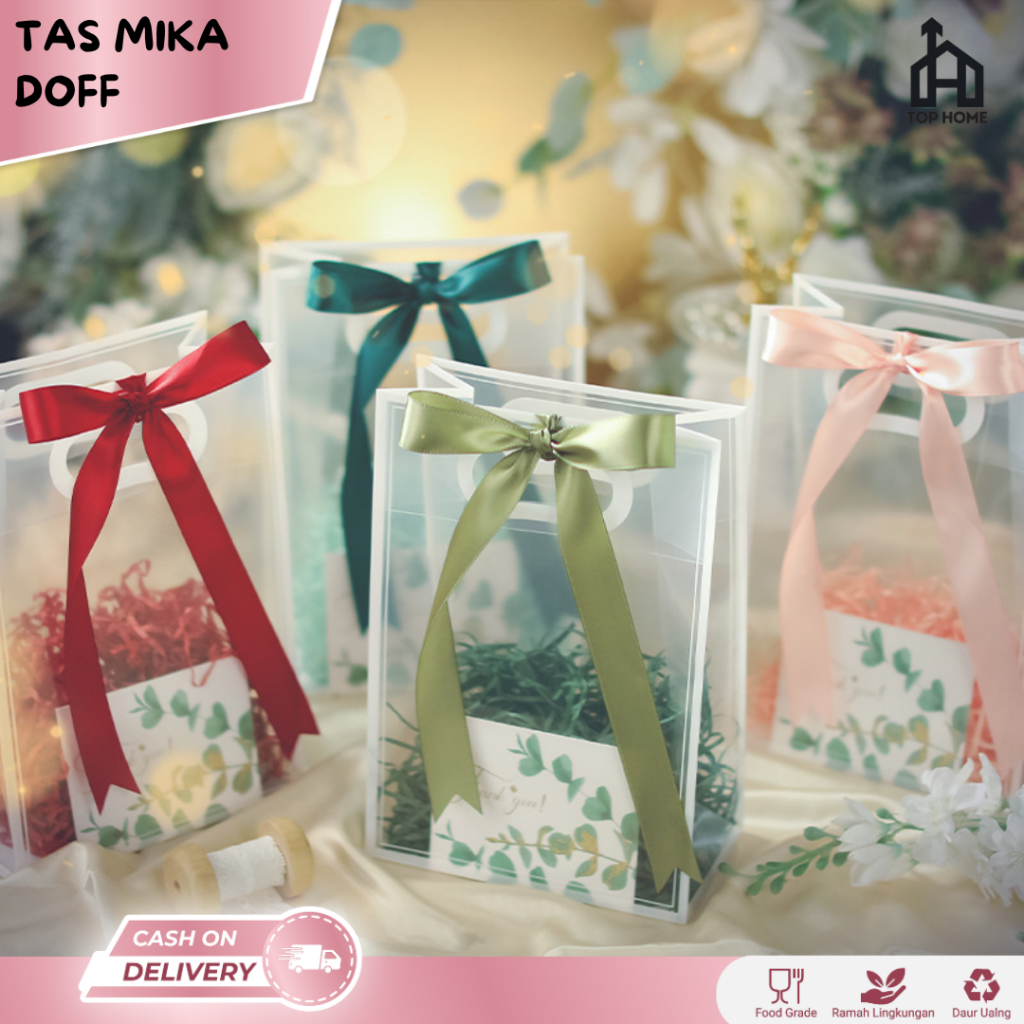 

Tas Mika Goodie Bag Doff Transparan / Tas Hampers Ultah / Tas Bingkisan / Tas Doff List Gagang Oval