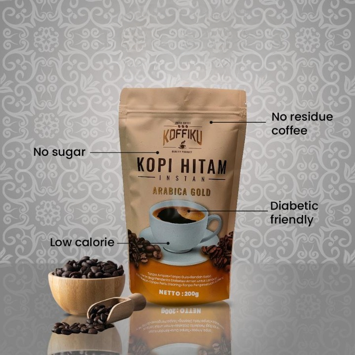 

Kopi Hitam Instan Kopi Bubuk Tanpa Ampas Sugar Free Natural Low Fat Dairy Free Black Coffee