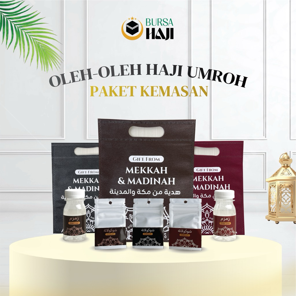 

Paket Kemasan Oleh Oleh Haji Umroh Motif Kembang Souvenir Hampers Unik Botol Zamzam Plastik Klip Isian Snack Tas Hadiah Jinjing Ekslusif