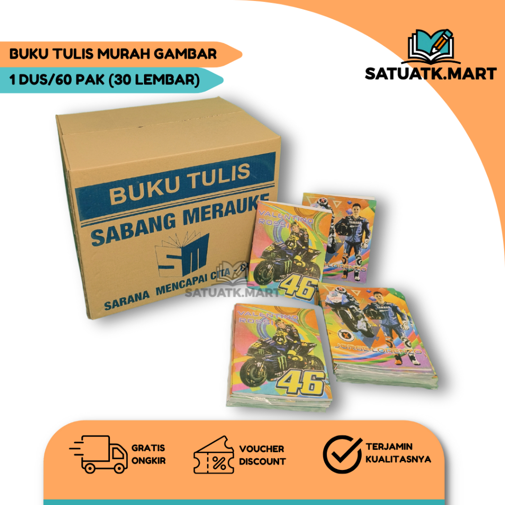 

(1 dus/60 pak) Buku Tulis Murah 30 Lembar
