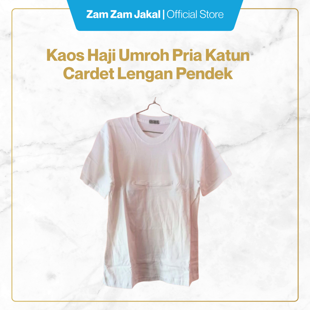 Baju Kaos Oblong Putih Berakantong Haji Umroh Pria lengan pendek