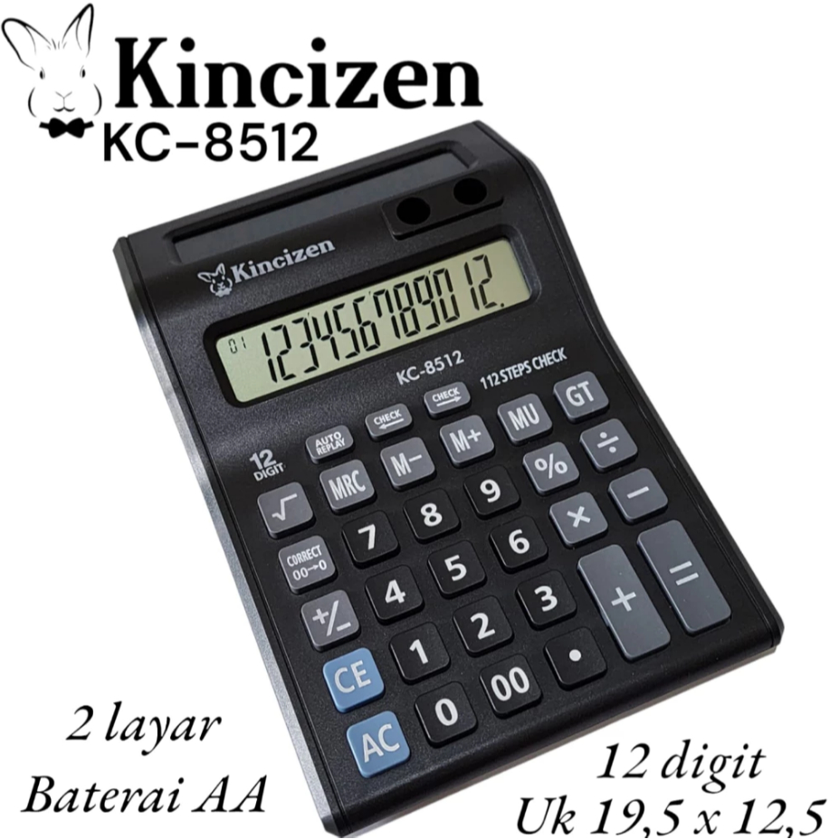 

Original Kalkulator KINCIZEN KC 8512 Calculator 12 Digit Check Correct KC 8512 2 Layar 2 Sisi