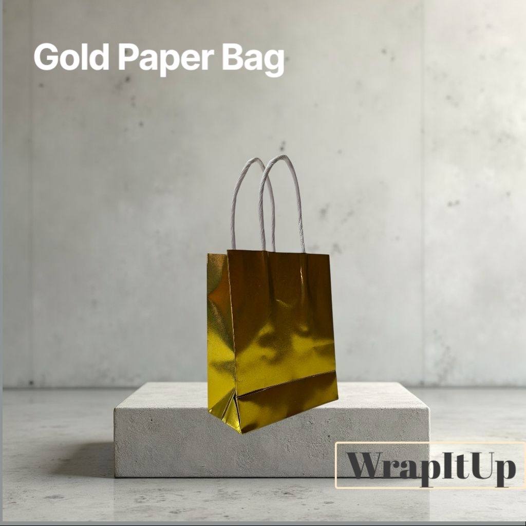 

Gold Paper Bag / Aesthetic Paper Bag / Kraft Bag