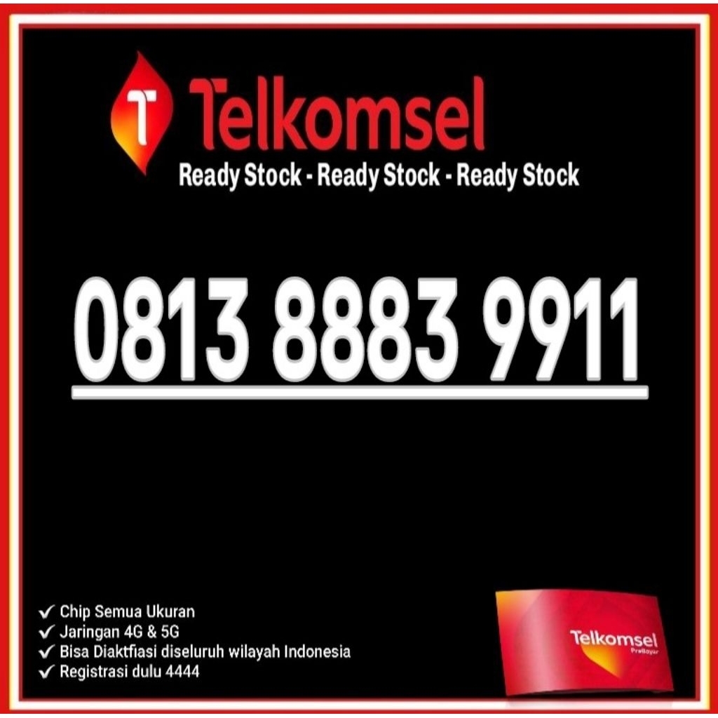 Nomor Cantik Telkomsel Simpati 4G Lte O813 8883 9911