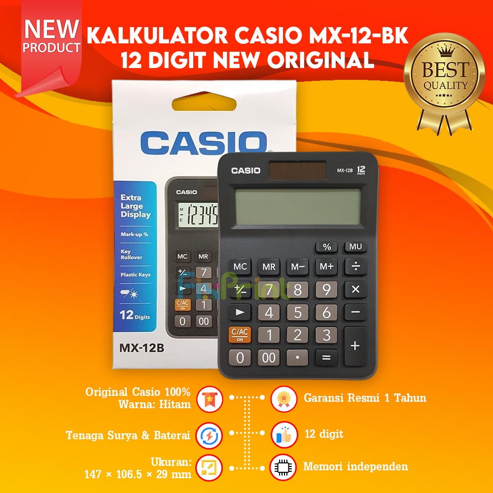 

mg Kalkulator Casio MX 12B Calculator MX-12B Desktop 12 Dit Kalkulator Lucu Pink Biru Muda Putih