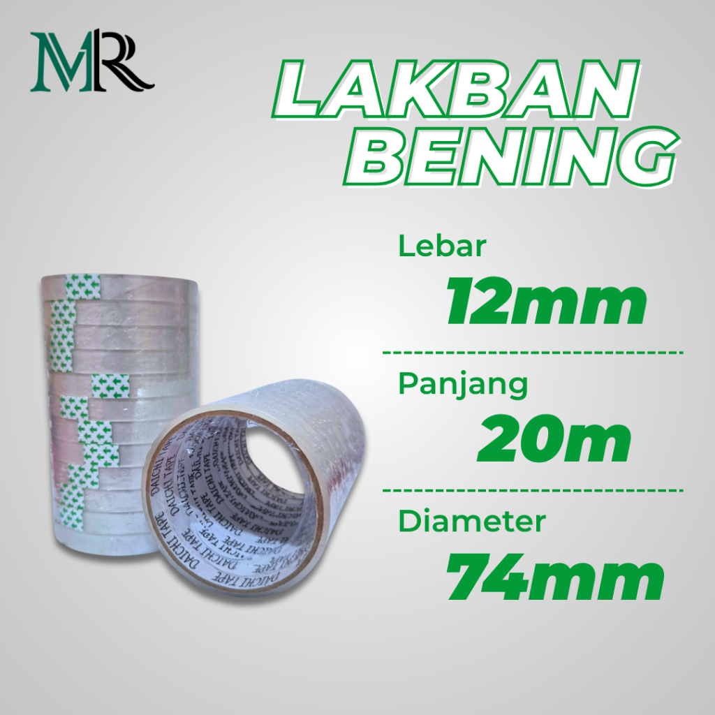 

Lakban Bening 12mm - 1 Roll Isi 12 pcs - Kuat & Ekonomis