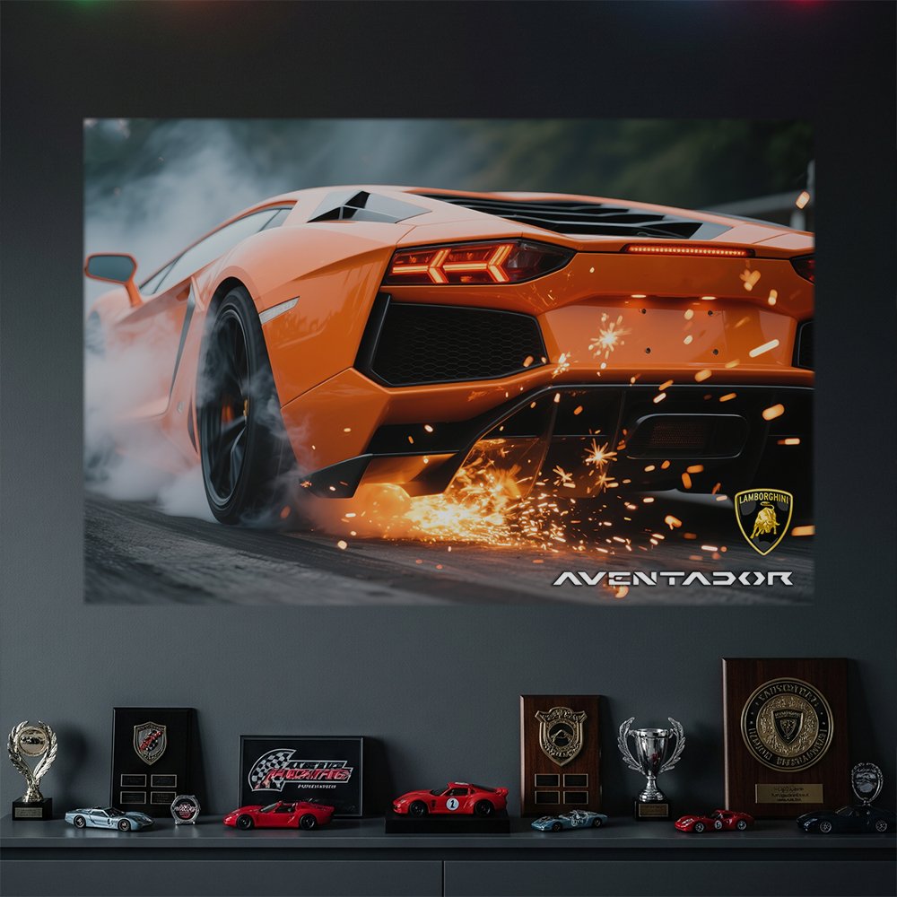 Poster Lamborghini Aventador Mobil Sport Hiasan Dinding Kamar Cowok Keren