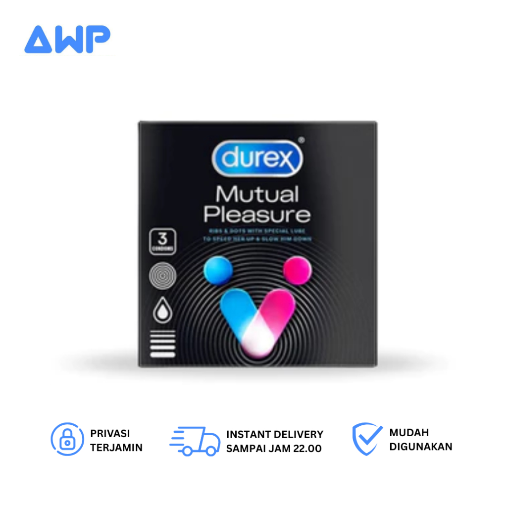 Durex Mutual Pleasure Kondom Gerigi Kondom Pria Tahan Lama 3Pcs - Condom with Benzocaine
