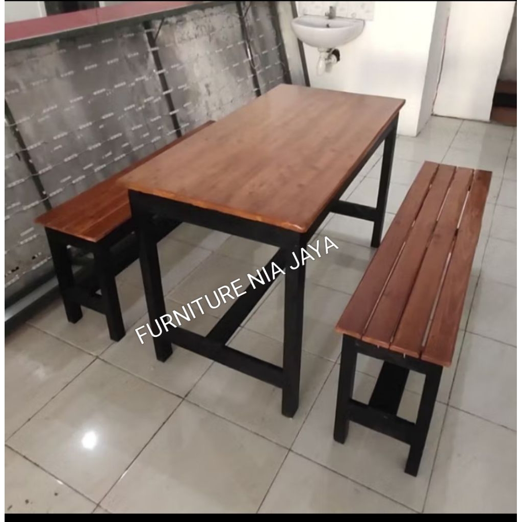 meja makan set kursi panjang