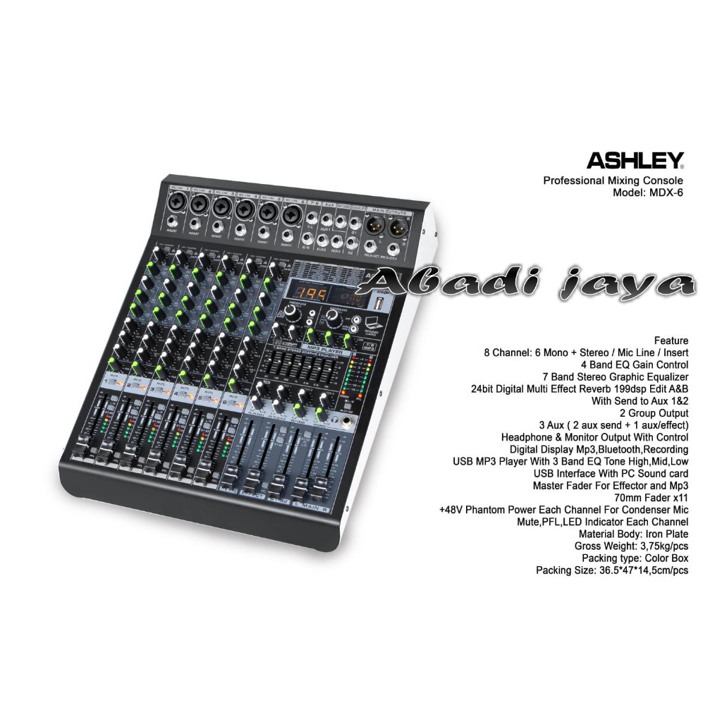 MIXER ASHLEY MDX6 6 CHANNEL MDX 6 / MDX-6 ORIGINAL