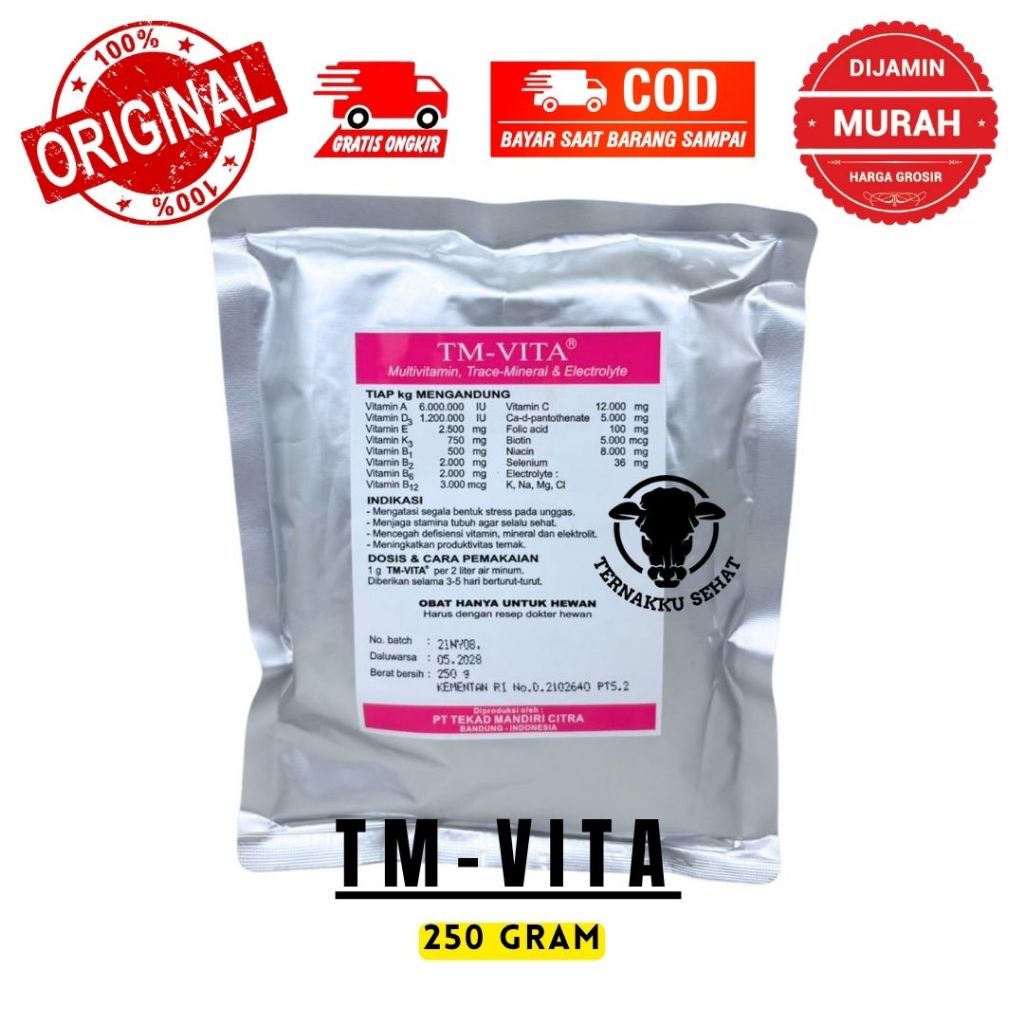 TM-VITA 250 GRAM - TMC - MULTIVITAMIN, TRACE MINERAL DAN ELECTROLYTE UNTUK TERNAK