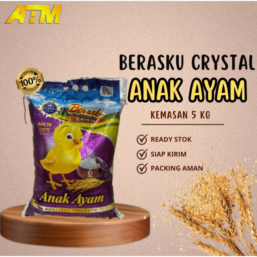 

BERAS CRYSTAL ANAK AYAM - KEMASAN 5KG ( 1 Ball )