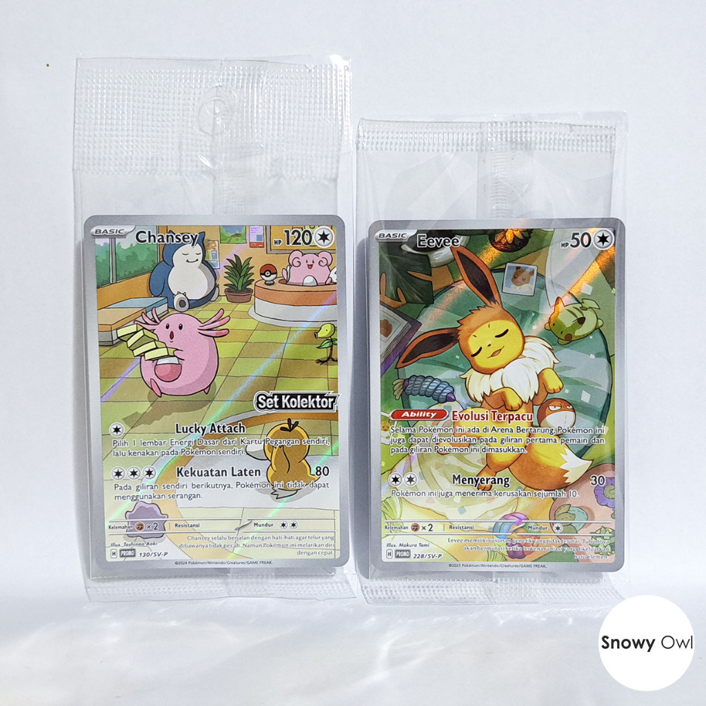 Chansey 130/SV-P & Eevee 228/SV-P Promo Foil Full Art FA Set Kolektor Pokemon TCG Card Indonesia Ori