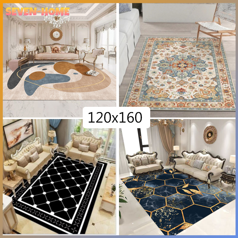 Karpet Lantai Ruang Tamu 120*160 Bahan Lembut Karpet gaya Eropa yang nyaman dan lembut Kamar tidur r