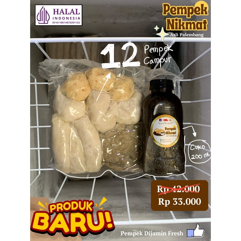 

12 Pempek Campur + cuko 200 ml - Asli Palembang [Pempek Nikmat]