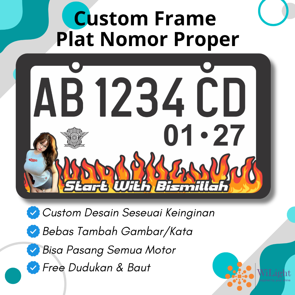 Frame Plat Nomor Sepeda Motor Akriliik Custom | Custom Plat Nomor Api | Custom Plat Nomor Proper