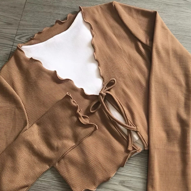 Cardigan Crop Wanita Kekinian Outerwear Matt Knit Premium Rompi Kardigan Serut