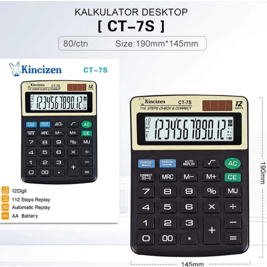 

Original Kalkulator KINCIZEN CT-7S Calculator 12 Digit Check Correct CT 7S Jumbo CT 7 S