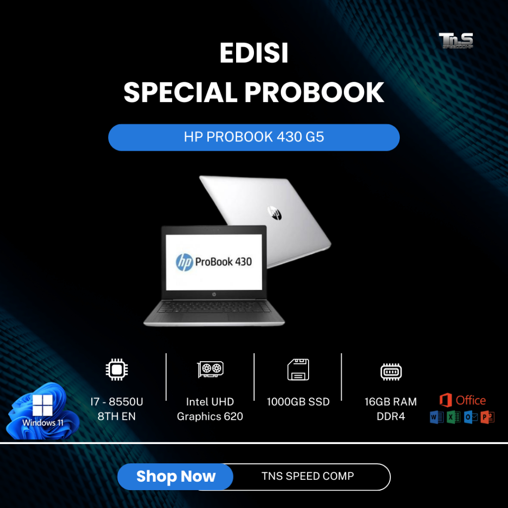 HP PROBOOK 430 G5 I7-8550U GEN 8 / 16GB RAM DDR4 / 512GB SSD NVME / THUNDERBOLT / HD RESOLUSI