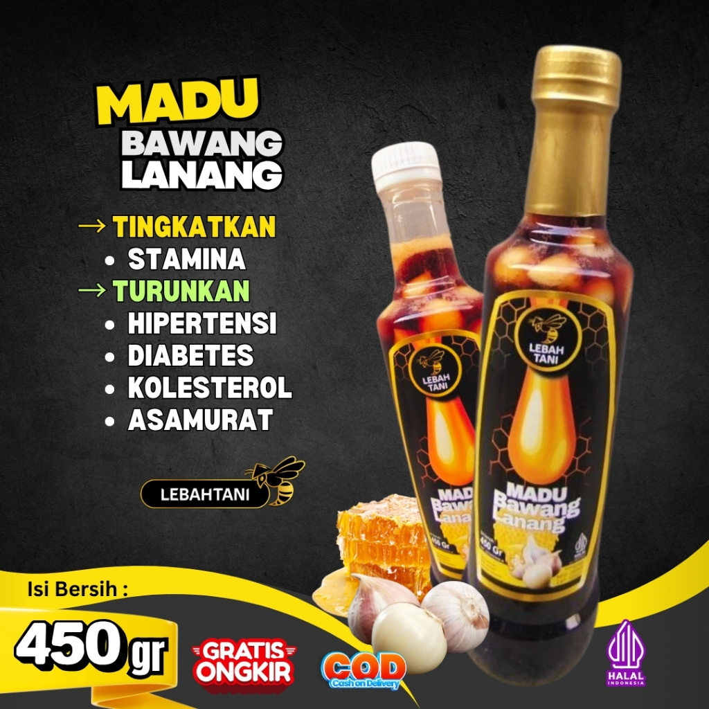 

Madu Bawang Lanang ASLI Lebahtani Stamina Kolesterol Hipertensi Diabetes Jantung